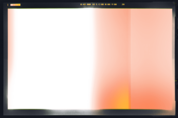 Retro photo film frame of a middle format camera with colorful light leak on transparent background. Template for design, vintage film effects, and color grade	
