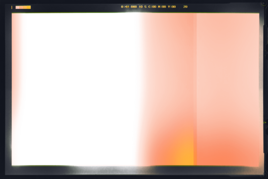 Retro photo film frame of a middle format camera with colorful light leak on transparent background. Template for design, vintage film effects, and color grade	