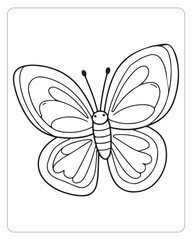 Cute Butterfly Vector, Butterfly coloring Page, Butterfly black and white
