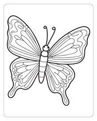 Cute Butterfly Vector, Butterfly coloring Page, Butterfly black and white