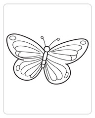 Cute Butterfly Vector, Butterfly coloring Page, Butterfly black and white