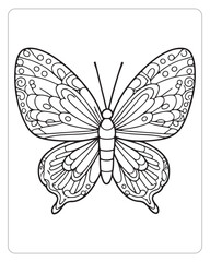 Cute Butterfly Vector, Butterfly coloring Page, Butterfly black and white