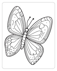 Cute Butterfly Vector, Butterfly coloring Page, Butterfly black and white
