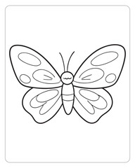 Cute Butterfly Vector, Butterfly coloring Page, Butterfly black and white