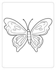 Cute Butterfly Vector, Butterfly coloring Page, Butterfly black and white