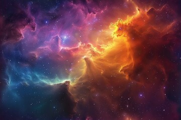 Fototapeta na wymiar Colorful sky with stars in space 