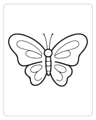 Cute Butterfly Vector, Butterfly coloring Page, Butterfly black and white