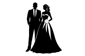 wedding couple silhouette vector design,vector , isolated, silhouette , wedding, bride and groom, a great wedding set