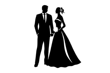 bride and groom silhouettes