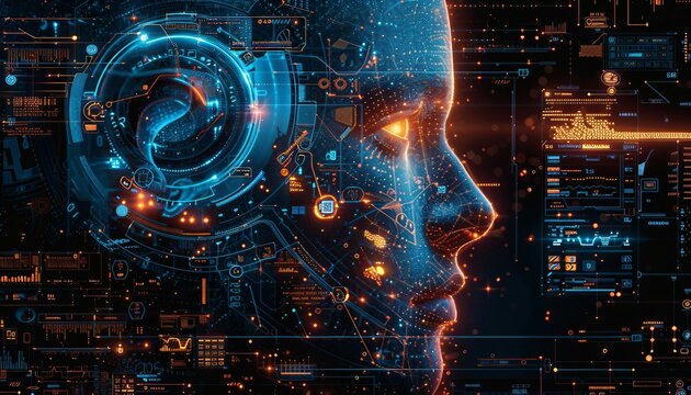 Artificial Intelligence Revolution, the artificial intelligence revolution with depicting AI algorithms analyzing data, making predictions, and driving automation,