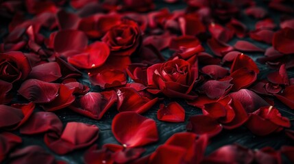 red rose flower petals scattered ai generated 4k image