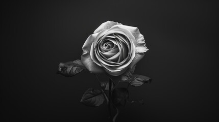 a black and white photo of a flower on a black background with a white rose in the middle of the petals generative ai image