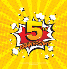 5th anniversary emblem. Five years anniversary celebration symbol