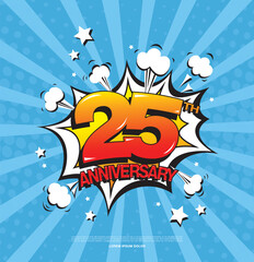 25th anniversary emblem. Twenty five years anniversary celebration symbol