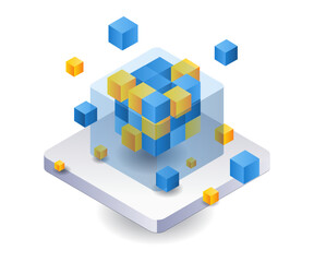 Obrazy na Plexi  Technology blockchain network box