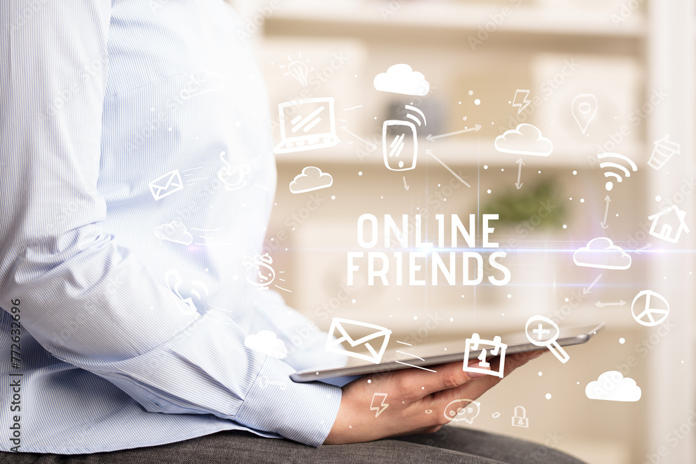 Poster close-up of a person using social networking