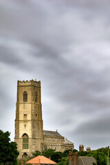 View of St Mary's church in Happisburgh on a spring afternoon, North Norfolk, England