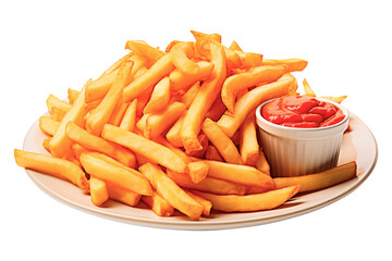 Plate with French fries with transparent background png - 772635632