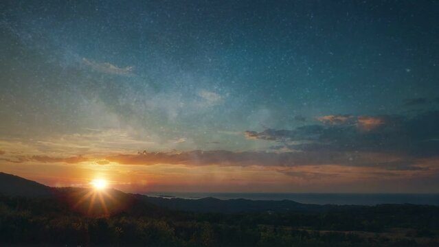 sunset in the mountains, seamless looping 4k animation video background 
