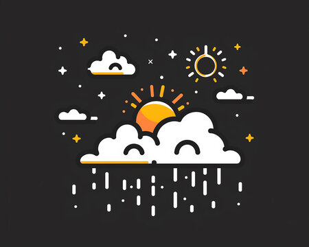 Weather icon simple line with background. AI Generated