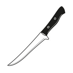 boning knife black and white linear  vector illustration