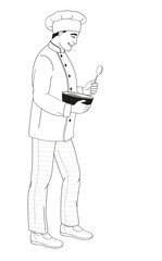 standing smiling chef restaurant male characters in uniform