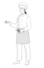 standing smiling chef restaurant female characters in uniform
