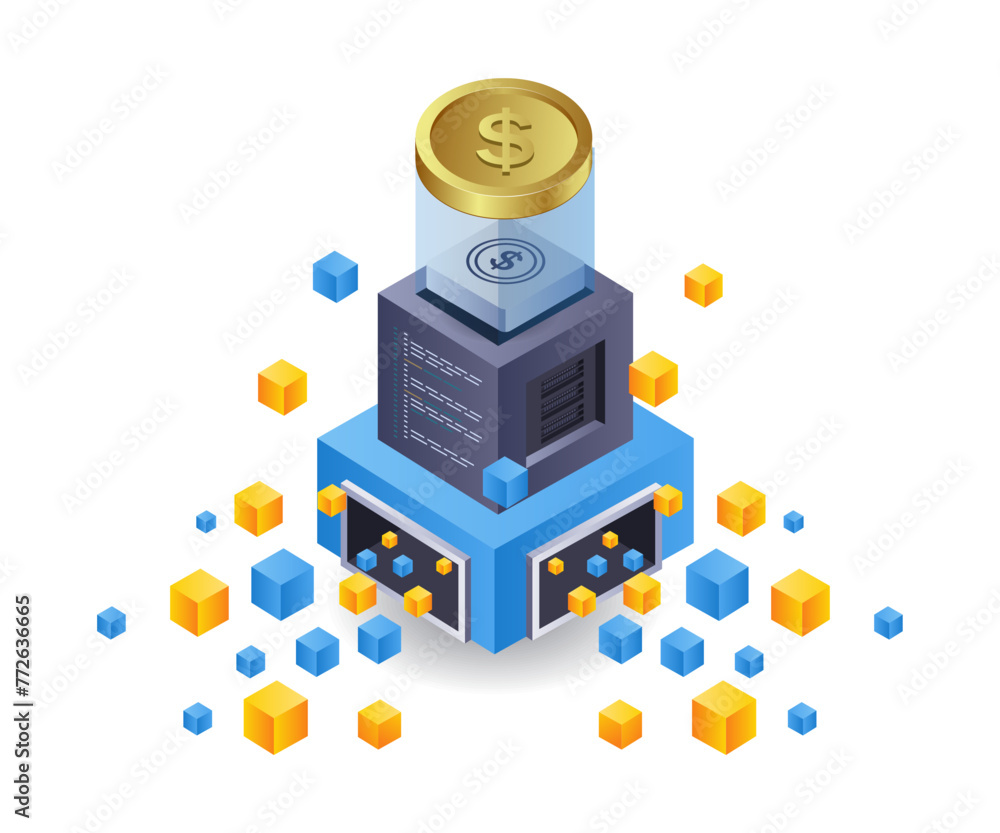 Poster mining money with blockchain technology