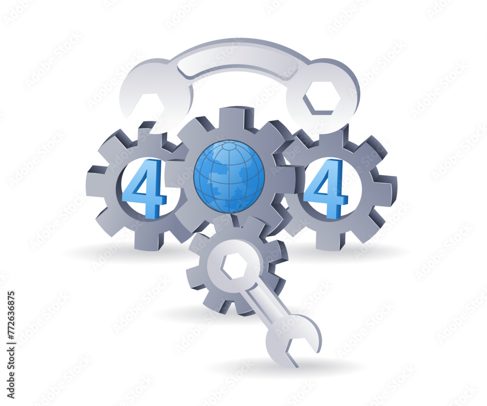 Fototapete programmer repair internet error code 404, flat isometric 3d illustration