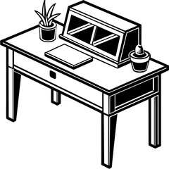 desk silhouette vector art illustration