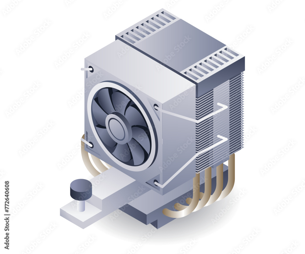 Poster high speed computer processor flat isometric 3d illustration