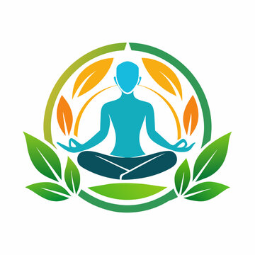 Logo Yoga in the lotus meditation illustration 