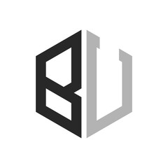 Modern Unique Hexagon Letter BU Logo Design Template. Elegant initial BU Letter Logo Concept