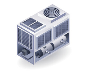 Concept industrial HVAC blower system isometric 3d illustration