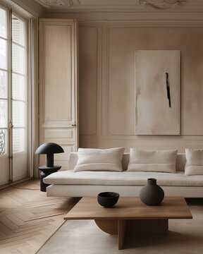 Minimalist Modern Living Room in Paris Apartment
