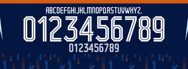 new font vector team Europe national team 2024, kit sport style font. football style font with lines and points inside, sports style letters and numbers for soccer team