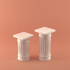 Winners podium. Two marble pillars columns for product