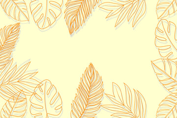 Fototapeta na wymiar Hand drawn Tropical Leaves Background