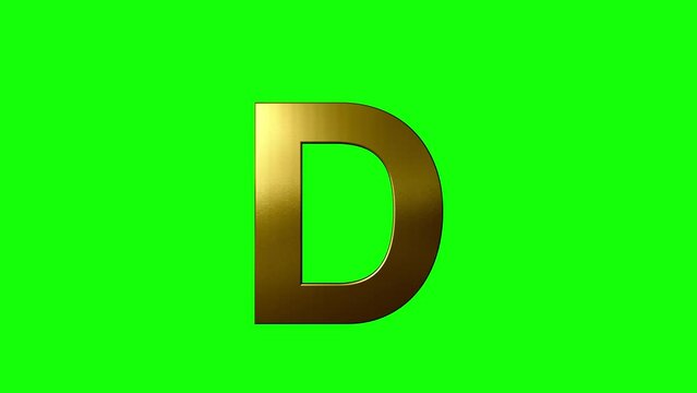 Golden Letter "D" Rotating On A Green Screen - Used For Video Editing