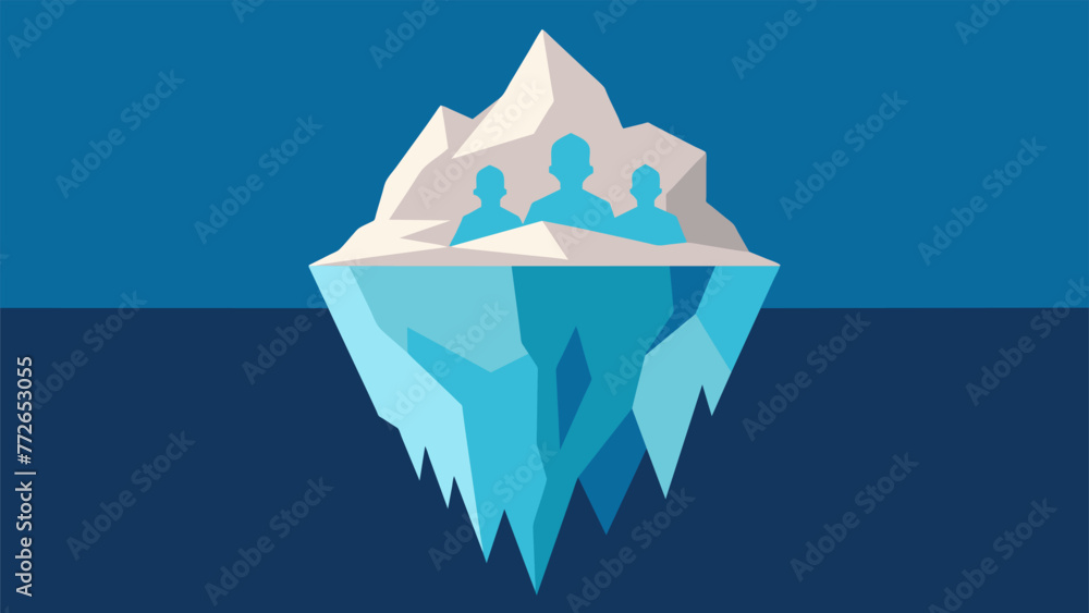 Aufkleber an iceberg with just the top visible while the majority of it is hidden beneath the water conveying 
