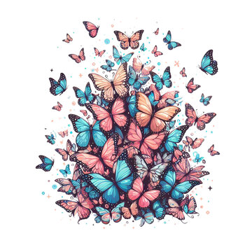 Flock of butterflies  vector illustration