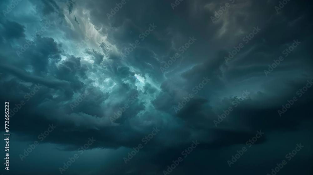 Poster the skies are alive with sound and motion as the thunderstorm rages on. dark clouds loom overhead un
