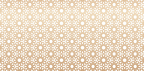Seamless pattern based on traditional islamic art golden color lines Great design isolated white colors for fabric, textile, cover, wrapping paper, decorative backgrounds, print designs paper material