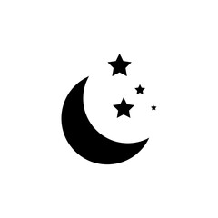 Night icon. vector moon and stars illustration on white background..eps
