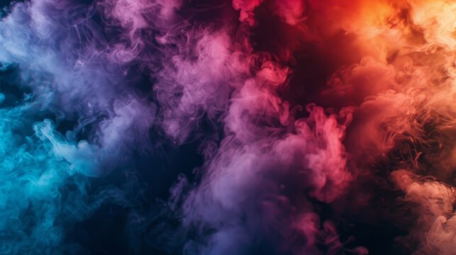 A mesmerizing scene of colorful smoke and vapor blending together