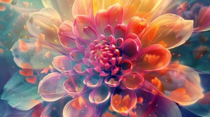 Join in the fun and watch as flower petals explode in a kaleidoscope of colors bringing life and energy to this spring gathering. - obrazy, fototapety, plakaty