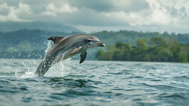 A dolphin jumping out of the water
