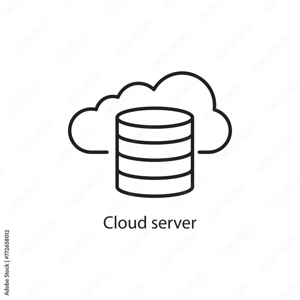 Poster cloud server icon. flat linear loud server icon on white background..eps