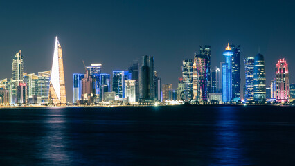 Doha Skyline at night. Qatar. Doha Cityscape