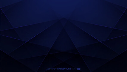 Dark blue abstract background with polygon shape, lines and light composition - obrazy, fototapety, plakaty